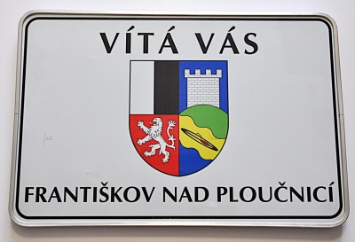 Vítací cedule pro obec Františkov nad Ploučnicí.