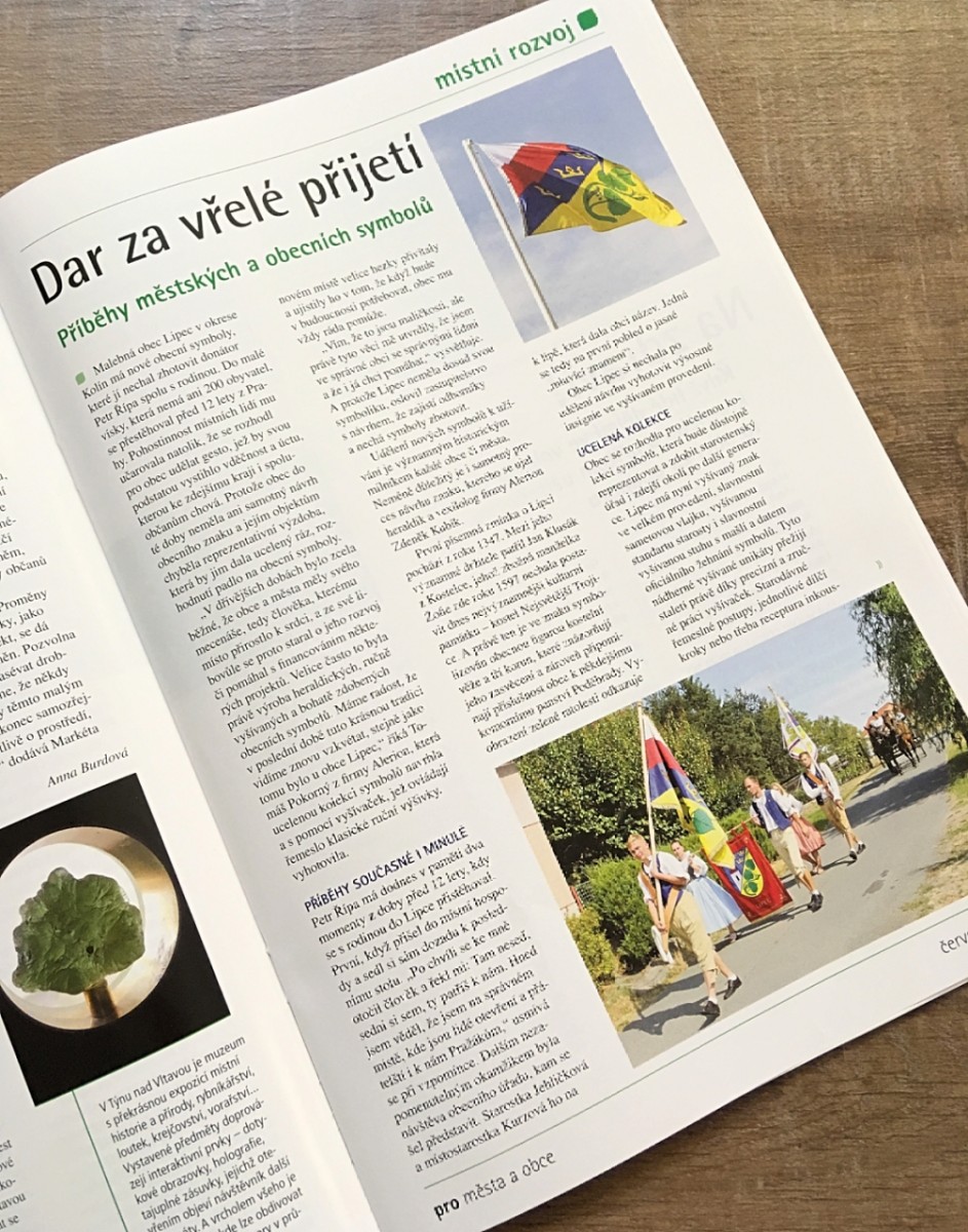 Obec Lipec má nové obecní symboly, článek v časopise PRO města a obce