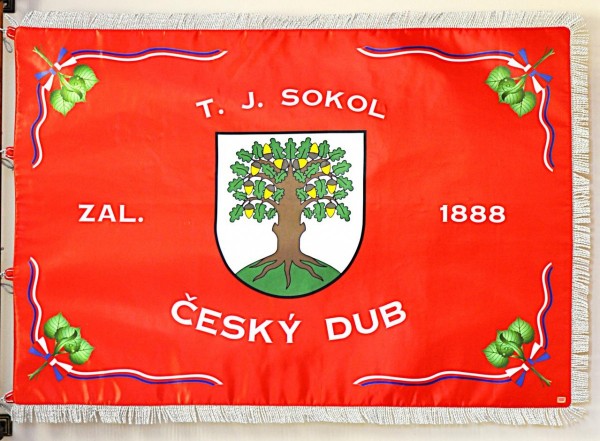 Saténový prapor pro T.J. Sokol Český Dub.