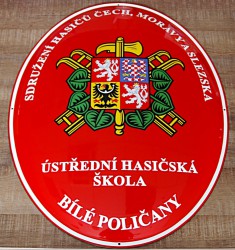 Smaltovaný ovál pro Ústřední hasičskou školu Bílé Poličany