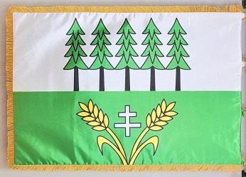Slavnostní tištěná saténová vlajka vyhotovena pro Slavětín.