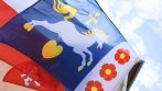 Tištěná vlajka vyhotovena pro obec Oslavice