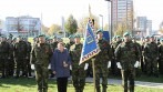 Praporu vyhotovený pro rotu aktivních záloh Krajského vojenského velitelství Zlín.